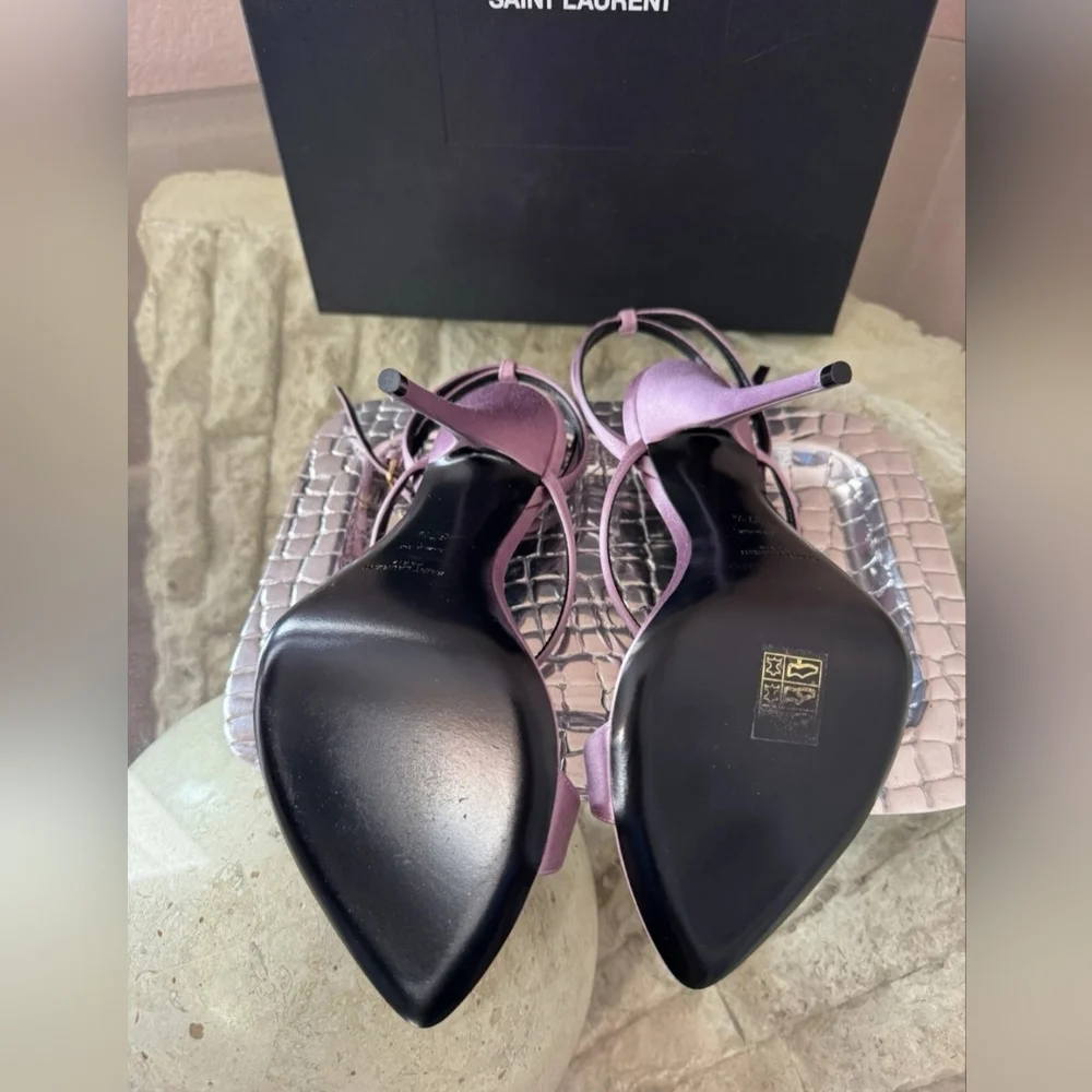 Saint Laurent Women's Pink Strappy Heels - Picture 2 of 7